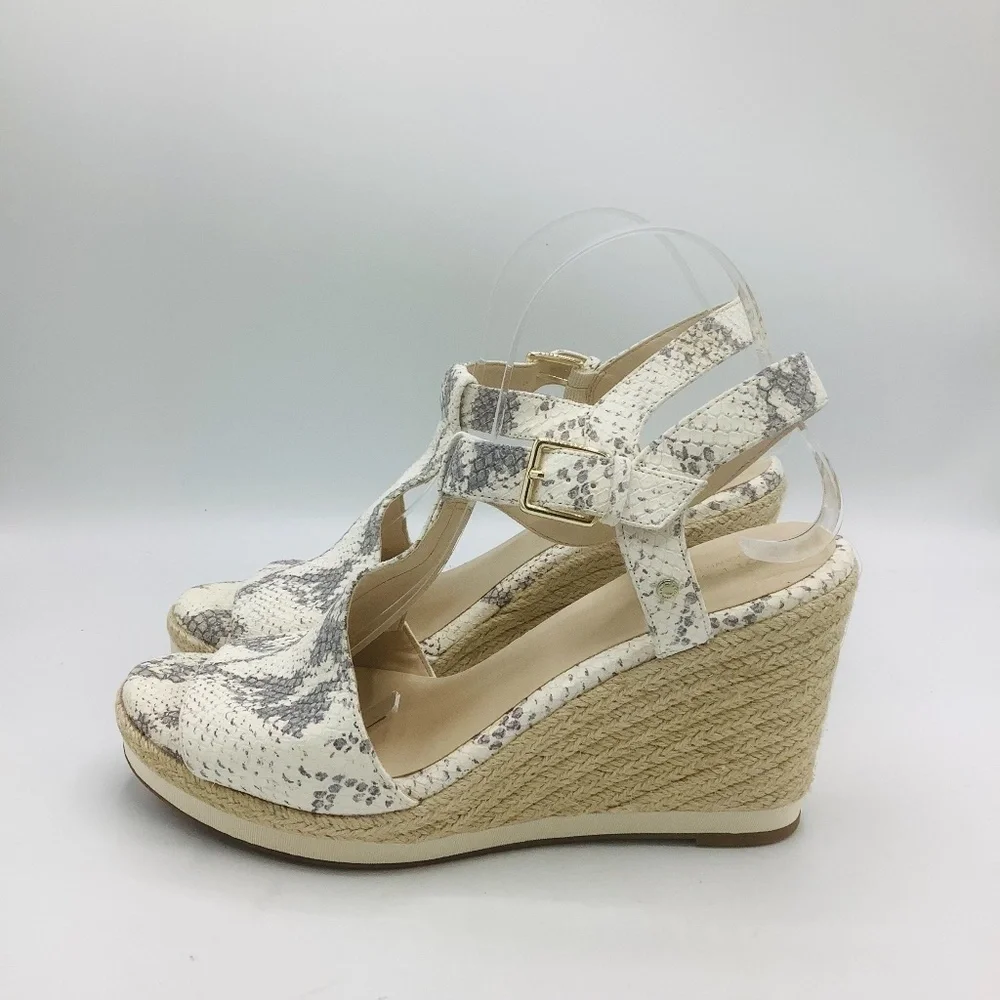 NEW Cole Haan Cloudfeel Embossed Leather Snakeskin Wedge Sandals‎